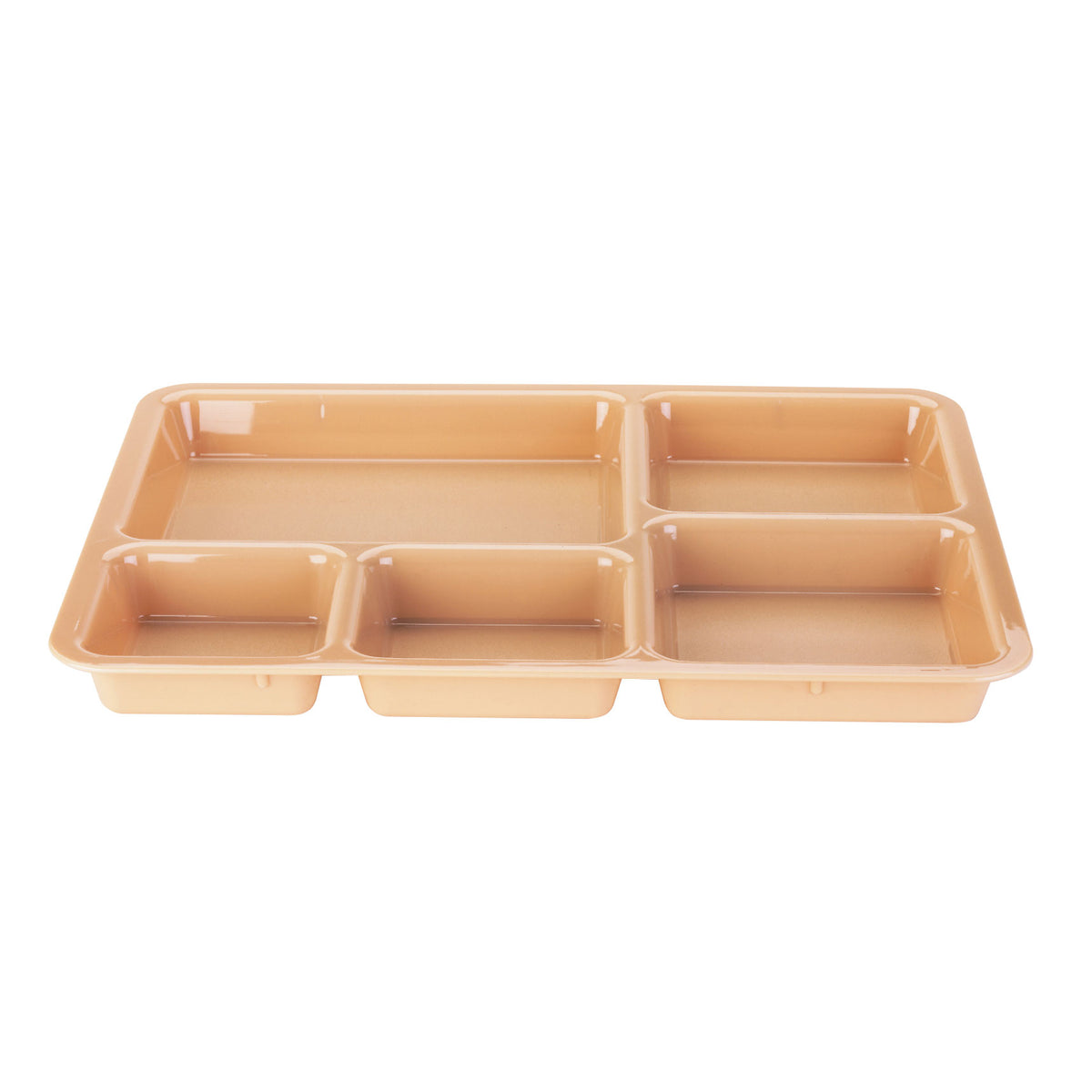Cambro 1411CW133 5-Comp Tray-On-Tray, Beige Polycarbonate, 14.38" L x 10.56" W x 1.25" D, NSF — Case of 24 pieces