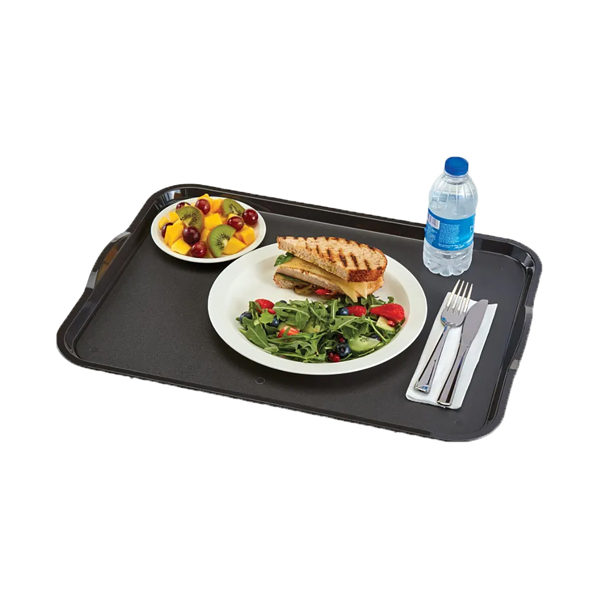 Cambro 1418CWH110 Tray, 14" x 18" Black Rectangular Polycarbonate Handles Stacking Lugs NSF — Case of 12 pieces
