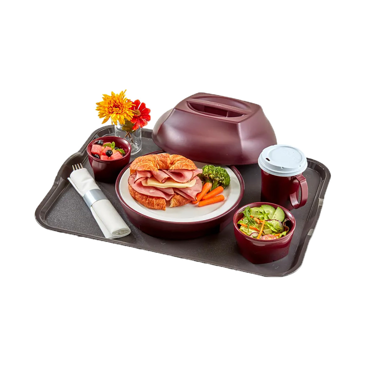 Cambro 1418CWH485 Tray, 14" x 18" Grays Plastic, Smoked Metal, Handles, Lugs, NSF, Dishwasher-Safe — Case of 12 pieces