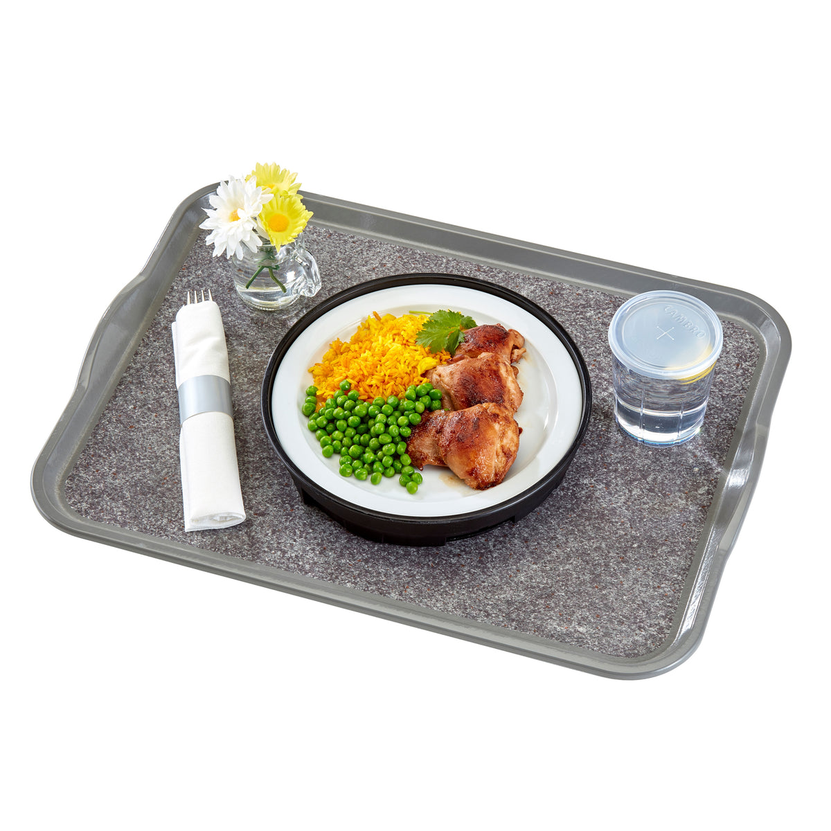 Cambro 1418VCH381 Rectangular Tray, 14" X 18" Gray With Titan, Fiberglass, Handles, Dishwasher Safe — Case of 12 pieces