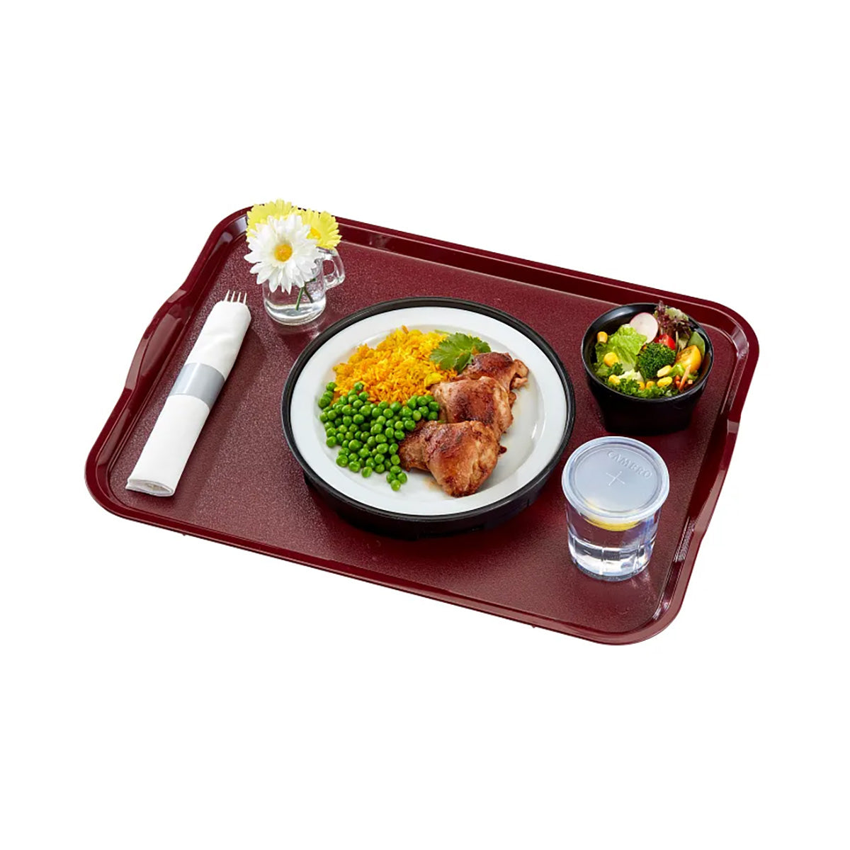Cambro 1520CWH488 Tray, 15" x 20", Dark Cranberry Polycarbonate, Handles & Lugs, NSF — Case of 12 pieces