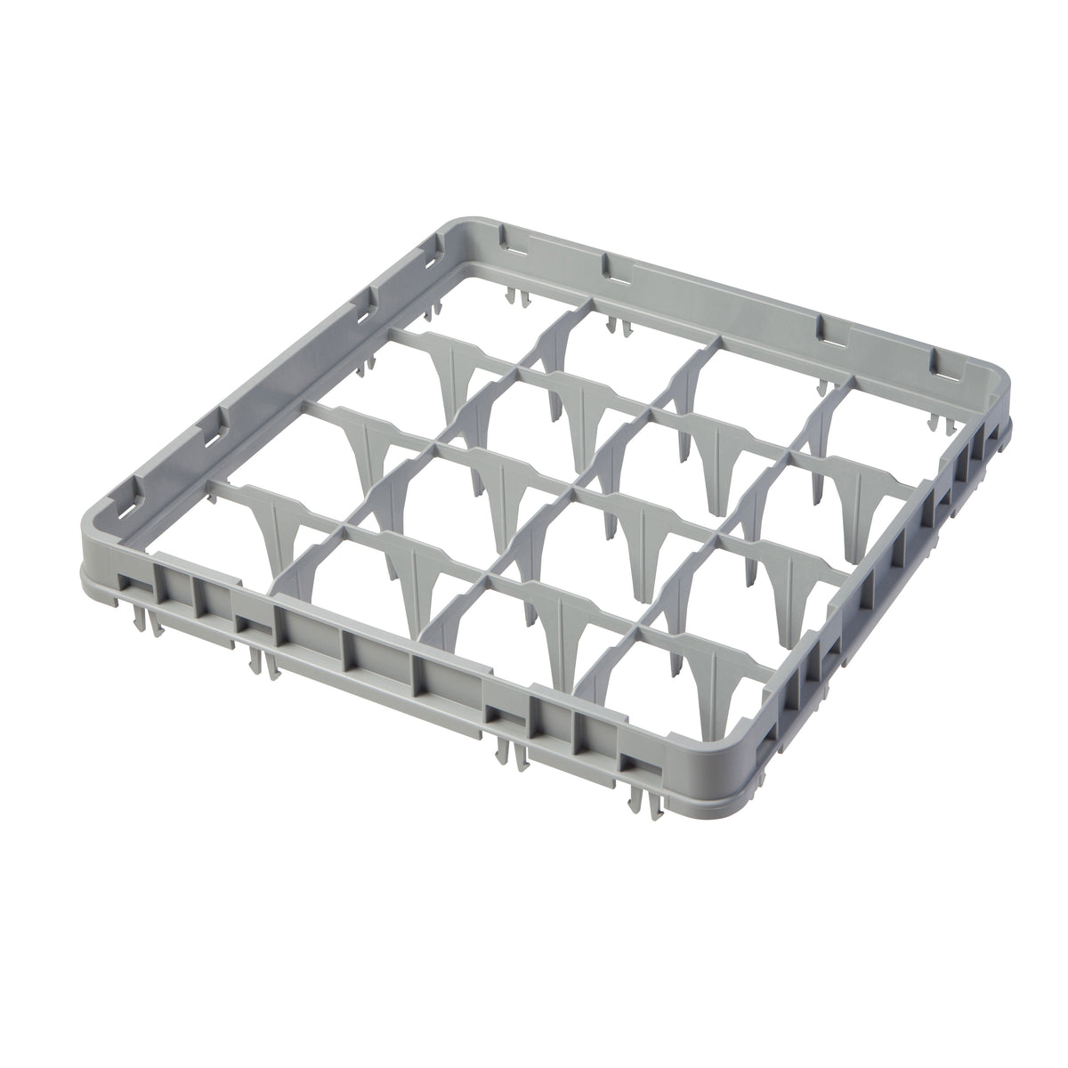Cambro 16E1151 Full Size Dish Rack Extender, 16 Compartments, Soft Gray, 19-5/8" x 19-5/8" x 2" — Case of 12 pieces
