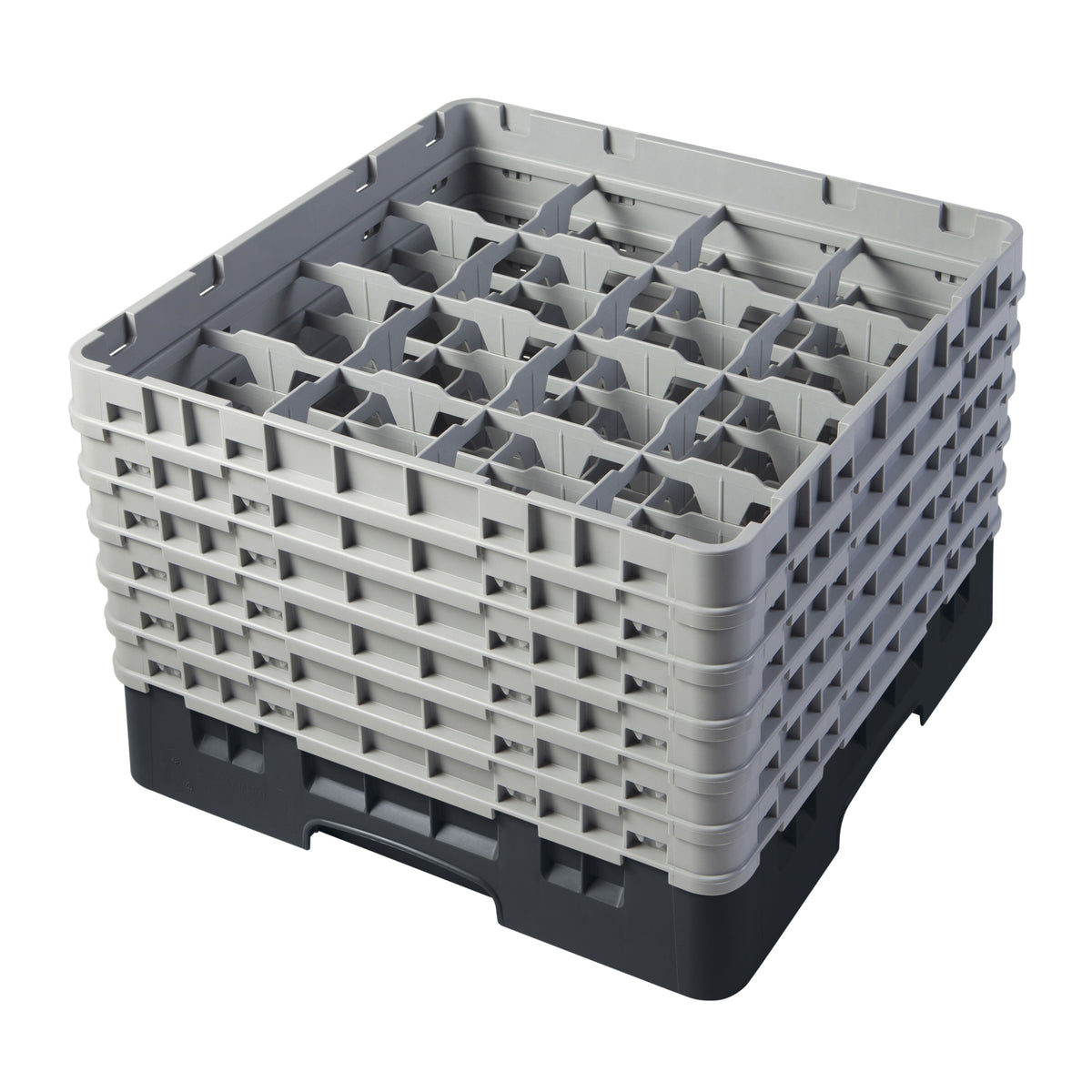 Cambro 16S1114110 Camrack Glass Rack, Black, Full Size, 19-3/4 x 19-3/4, 16 Compartments, 4-3/8 Max Dia, HACCP — Case of 2 pieces