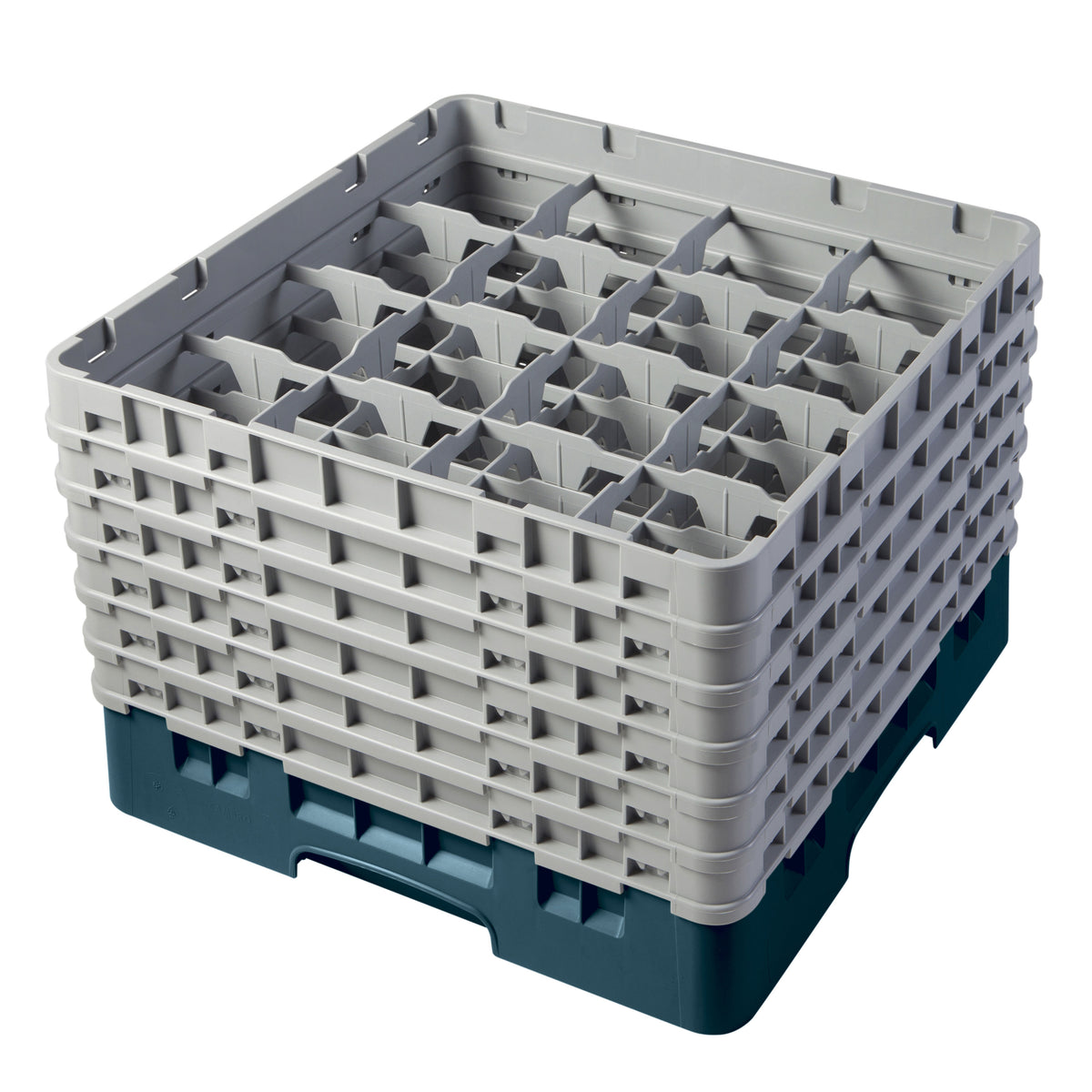 Cambro 16S1114414 Camrack Glass Rack, Teal, Full Size, 19-3/4 x 19-3/4, 16 Compartments, 4-3/8 Max Dia, HACCP — Case of 2 pieces