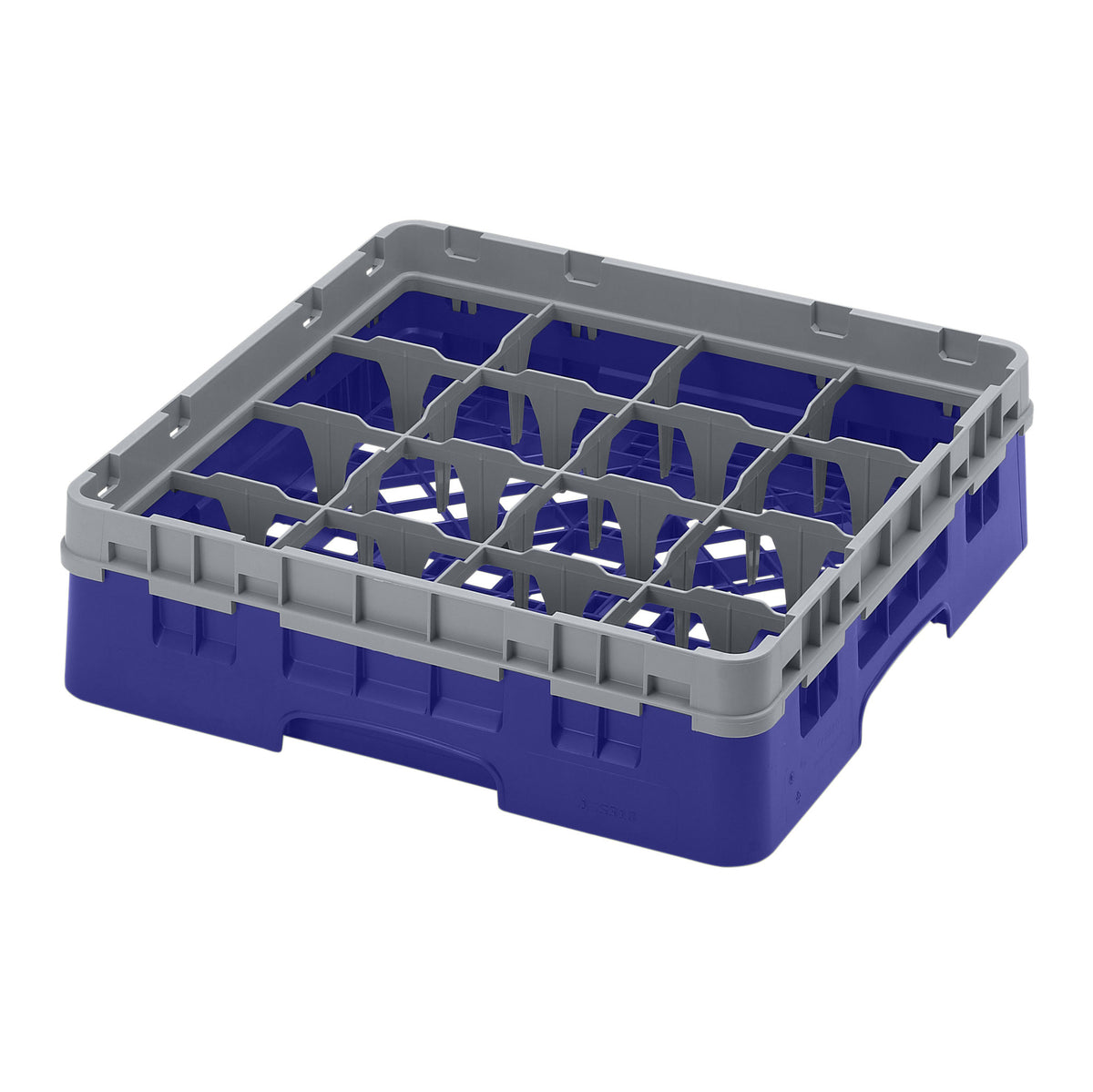 Cambro 16S318186 Camrack Glass Rack, Navy Blue, 19-3/4 x 19-3/4, 16 Compartments, 4-3/8 Max Dia, HACCP — Case of 5 pieces