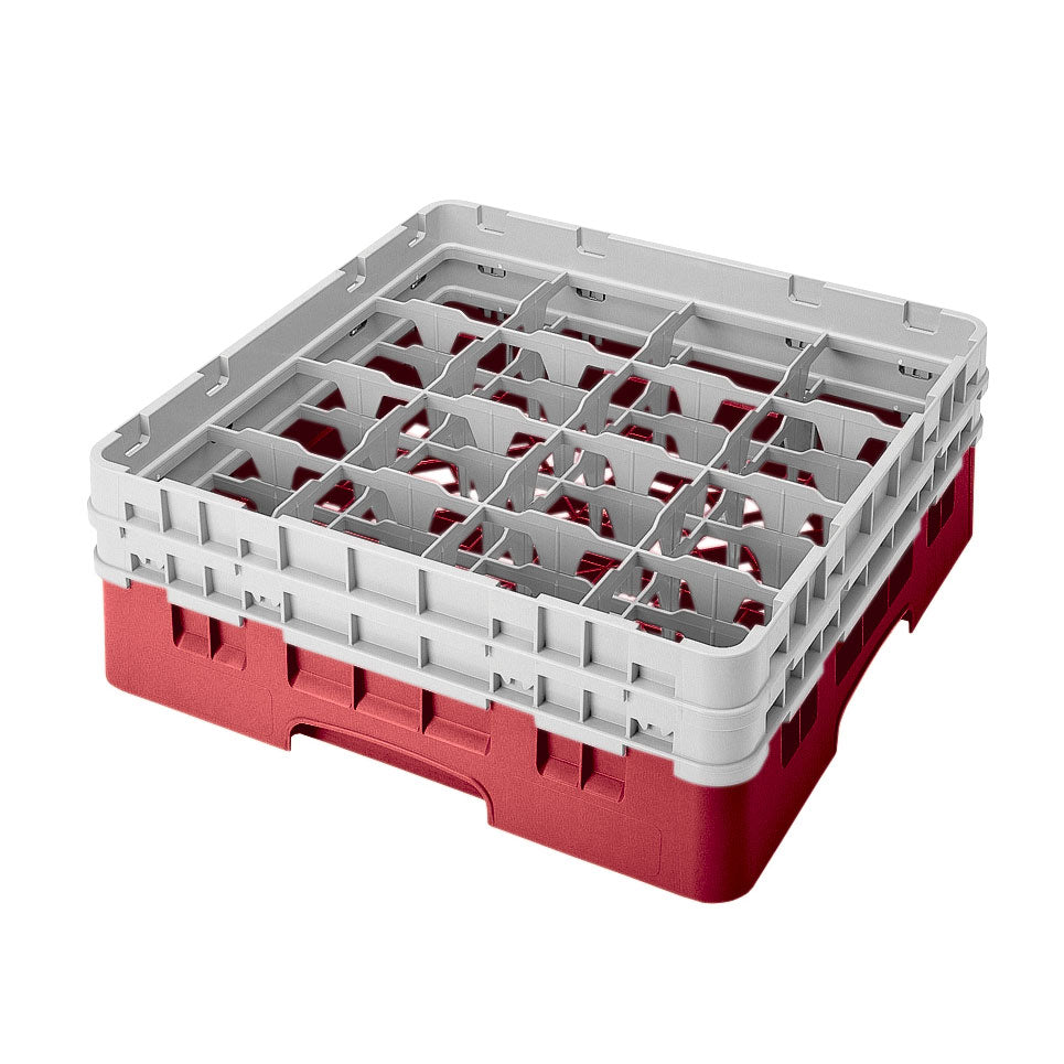 Cambro 16S434163 Camrack Glass Rack, Red, Full Size, 19-3/4 x 19-3/4, 16 Compartments — Case of 4 pieces