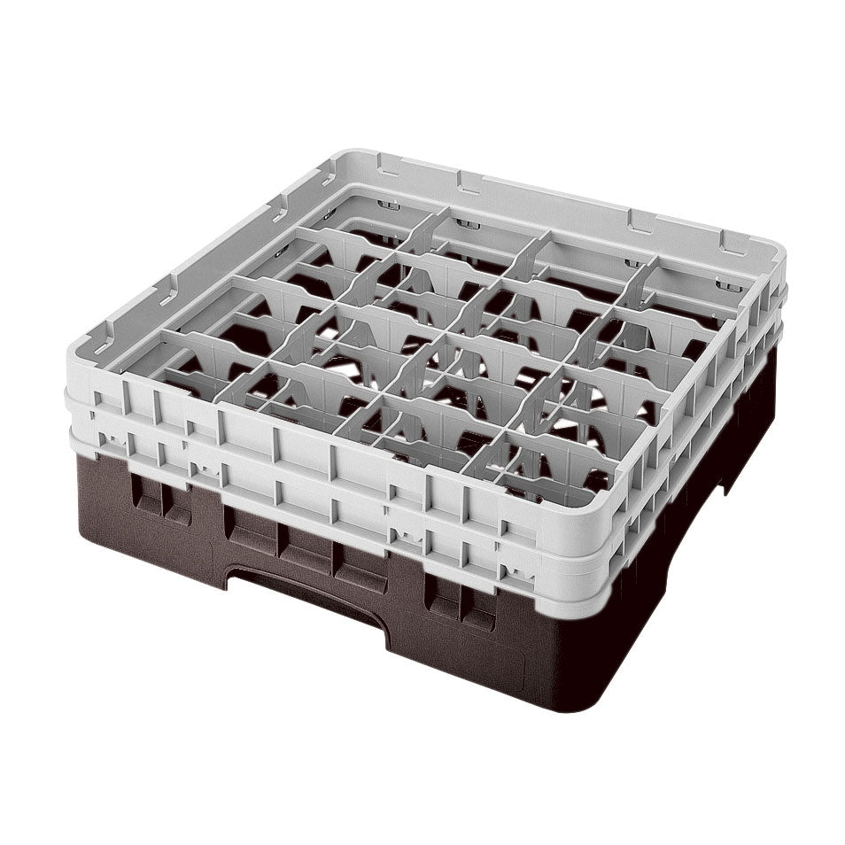 Cambro 16S434167 Camrack Glass Rack, Full Size, 19-3/4 x 19-3/4, Brown, 16 Compartments, 5-1/4 Max Height — Case of 4 pieces