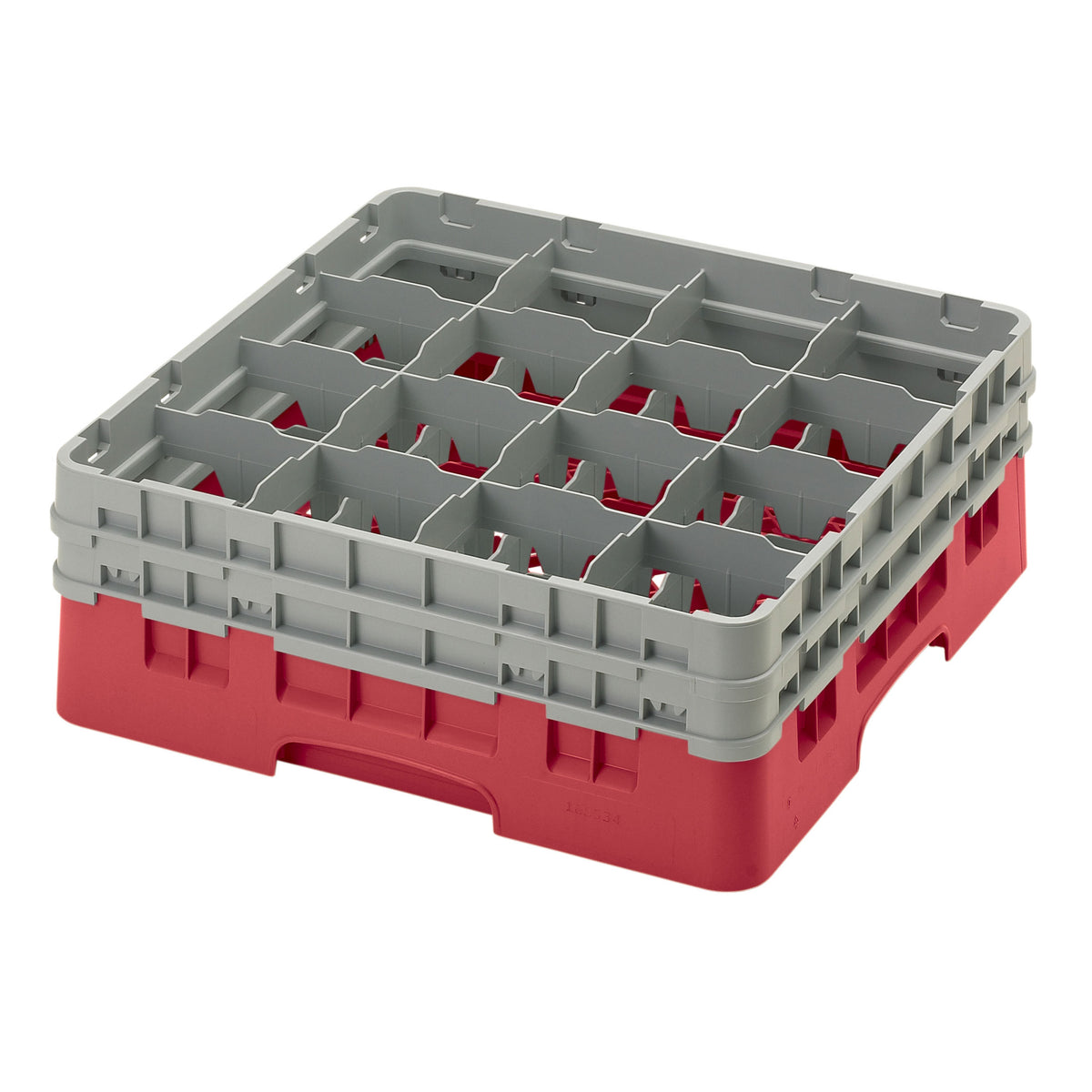 Cambro 16S534163 Camrack Glass Rack, Red, Full Size, 19-3/4" x 19-3/4", 16 Compartments — Case of 4 pieces