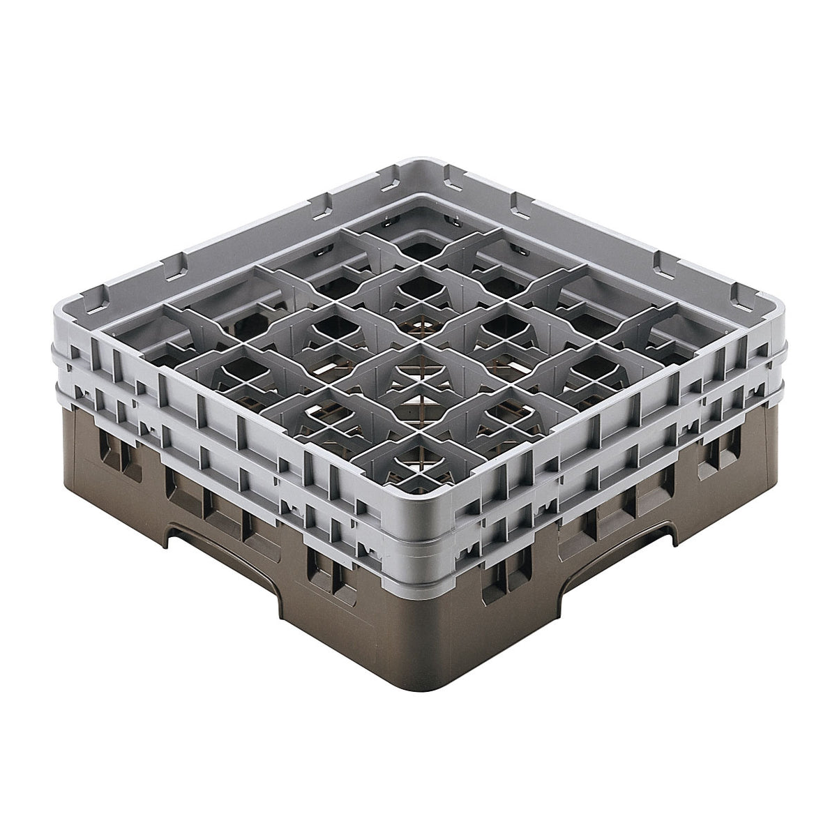Cambro 16S534167 Camrack Glass Rack, Brown, Full Size, 19-3/4 x 19-3/4, 16 Compartments, HACCP Compliant — Case of 4 pieces