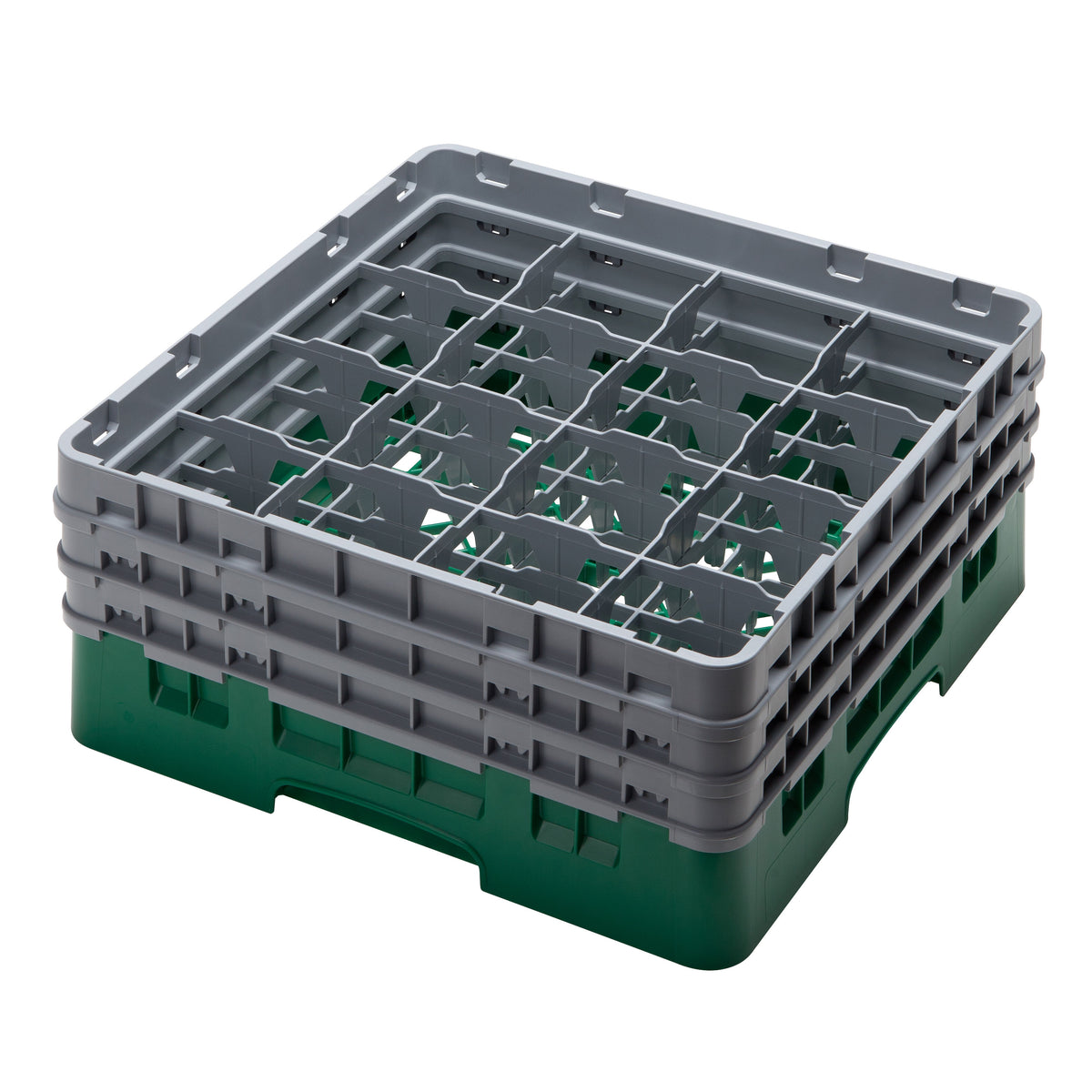 Cambro 16S638119 Camrack Glass Rack, Sherwood Green, Full Size, 19-3/4" x 19-3/4", 16 Compartments — Case of 3 pieces
