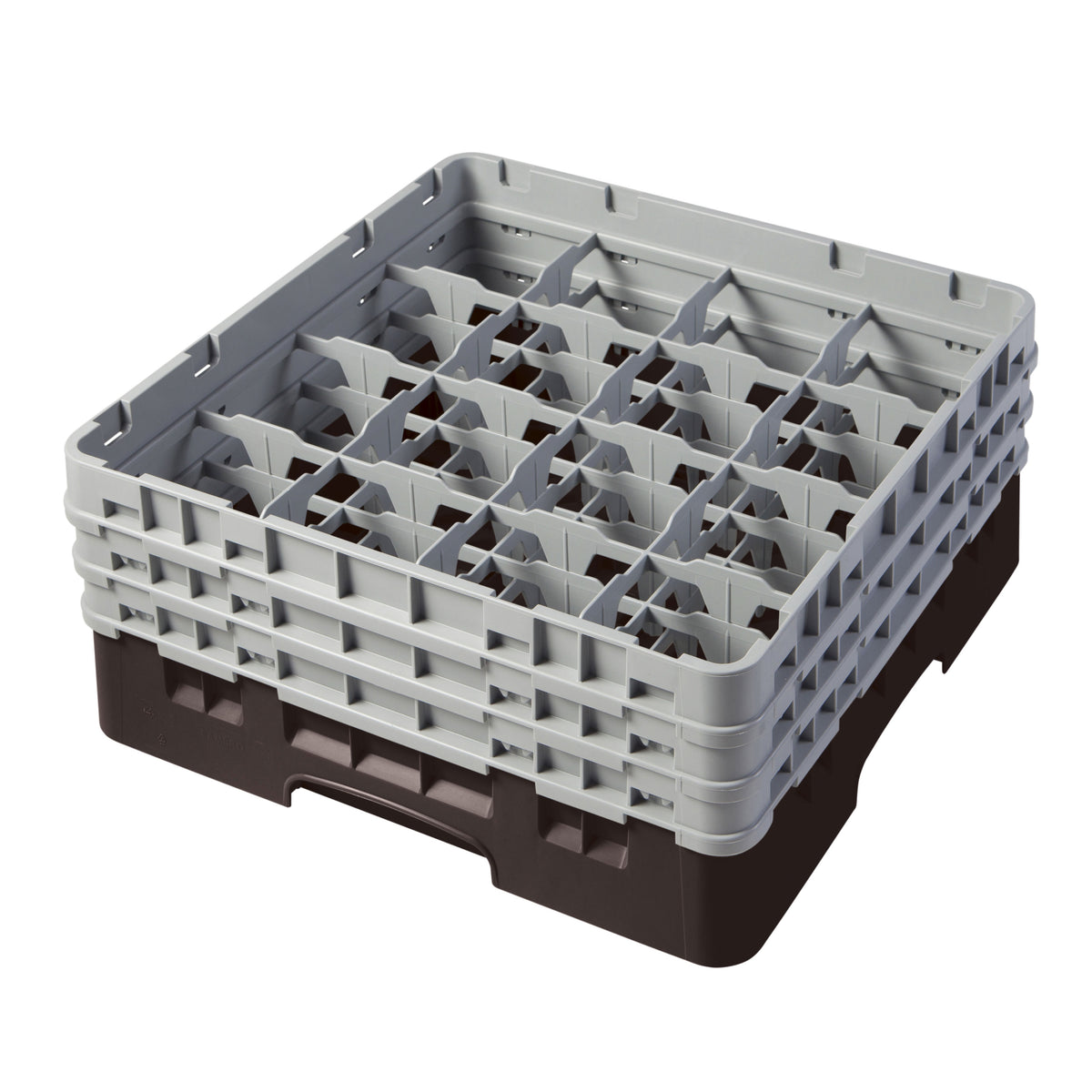 Cambro 16S638167 Camrack Glass Rack, Brown, Full Size, 19-3/4 x 19-3/4, 16 Compartments — Case of 3 pieces