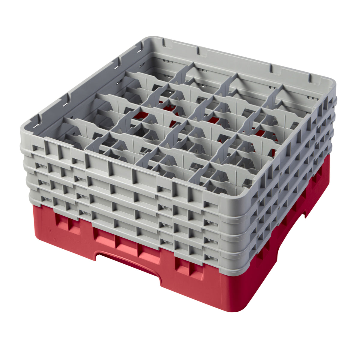 Cambro 16S800163 Camrack Glass Rack, Red, Full Size, 19-3/4 x 19-3/4, 16 Compartments, 4-3/8 Max Dia, 8-1/2 Max Height — Case of 2 pieces