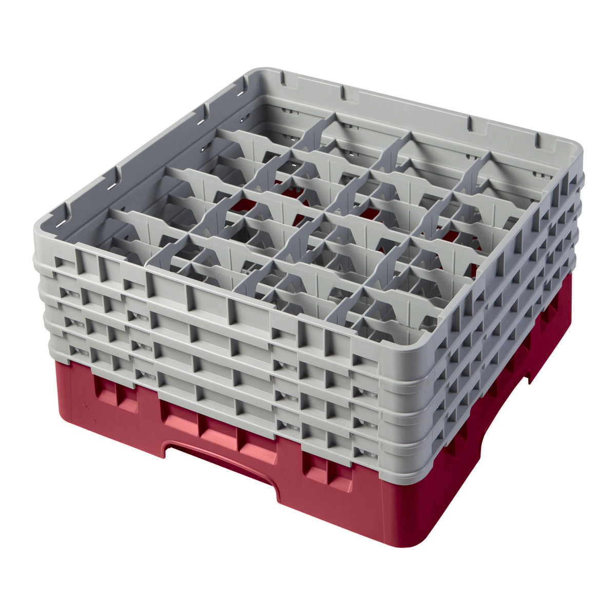 Cambro 16S800416 Camrack Glass Rack, Full Size, 19-3/4 x 19-3/4, 16 Compartments, Cranberry Red, HACCP Compliant — Case of 2 pieces