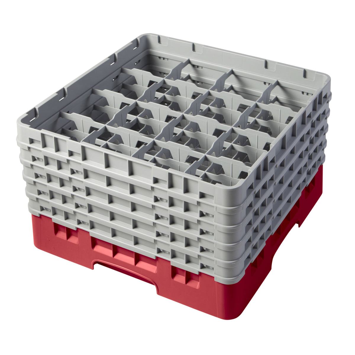 Cambro 16S958163 Camrack Glass Rack, Red, Full Size, 19-3/4" x 19-3/4", 16 Compartments — Case of 2 pieces