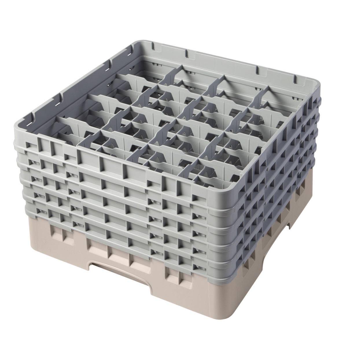 Cambro 16S958184 Camrack Glass Rack, Full Size, Beige, 19-3/4 x 19-3/4, 16 Compartments — Case of 2 pieces