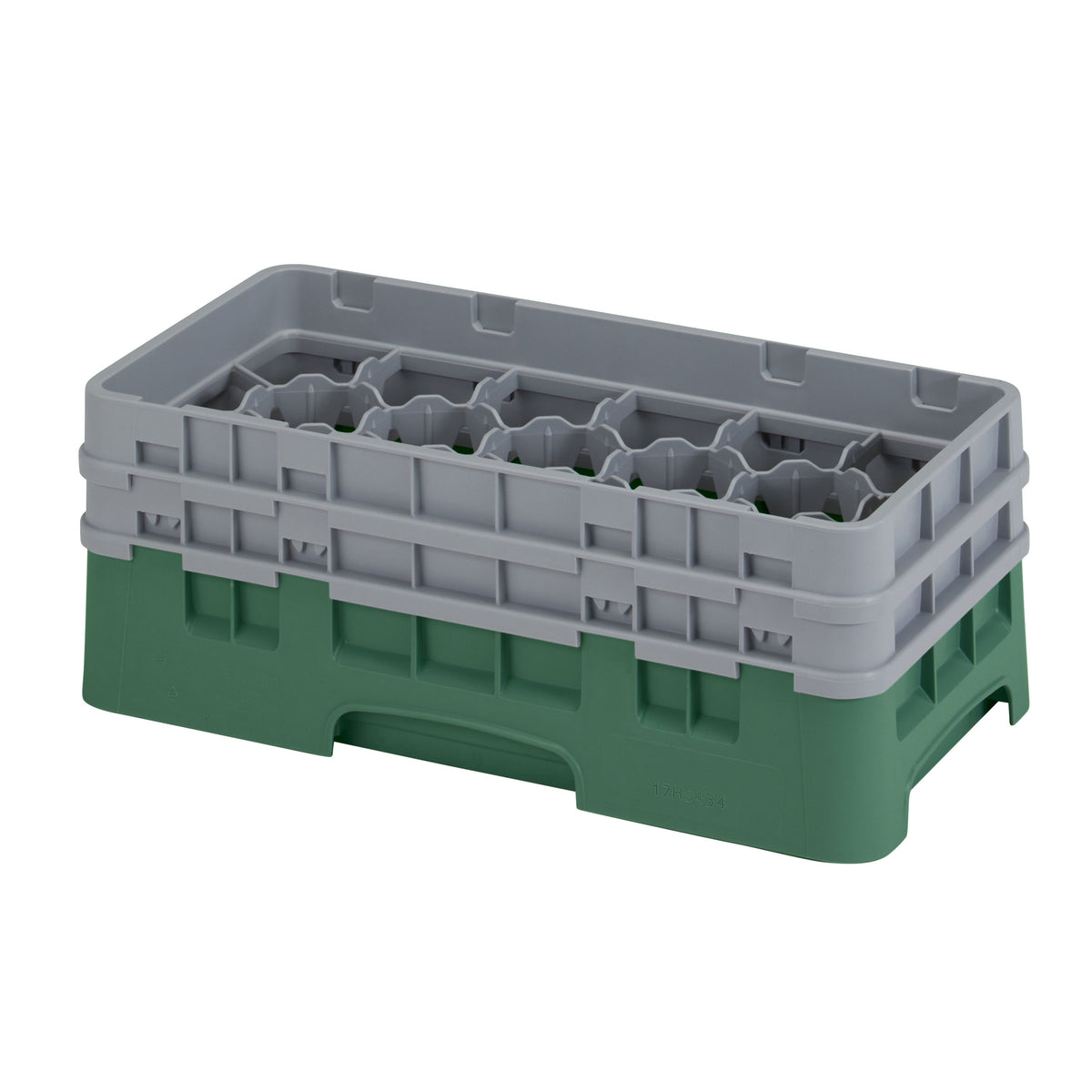 Cambro 17HS434119 Camrack Glass Rack, Half Size, Sherwood Green, 17 Compartments, 2-7/8" Max Dia, 5-1/4" Max Height — Case of 4 pieces