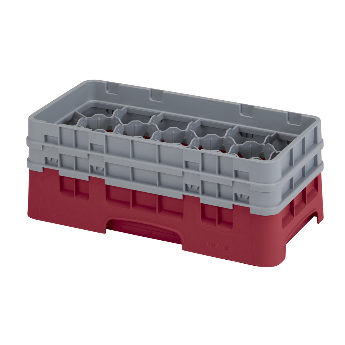 Cambro 17HS434416 Camrack Glass Rack, Half Size, 10x19.75x7.25, 17 Compartments, Cranberry Red, HACCP Compliant — Case of 4 pieces