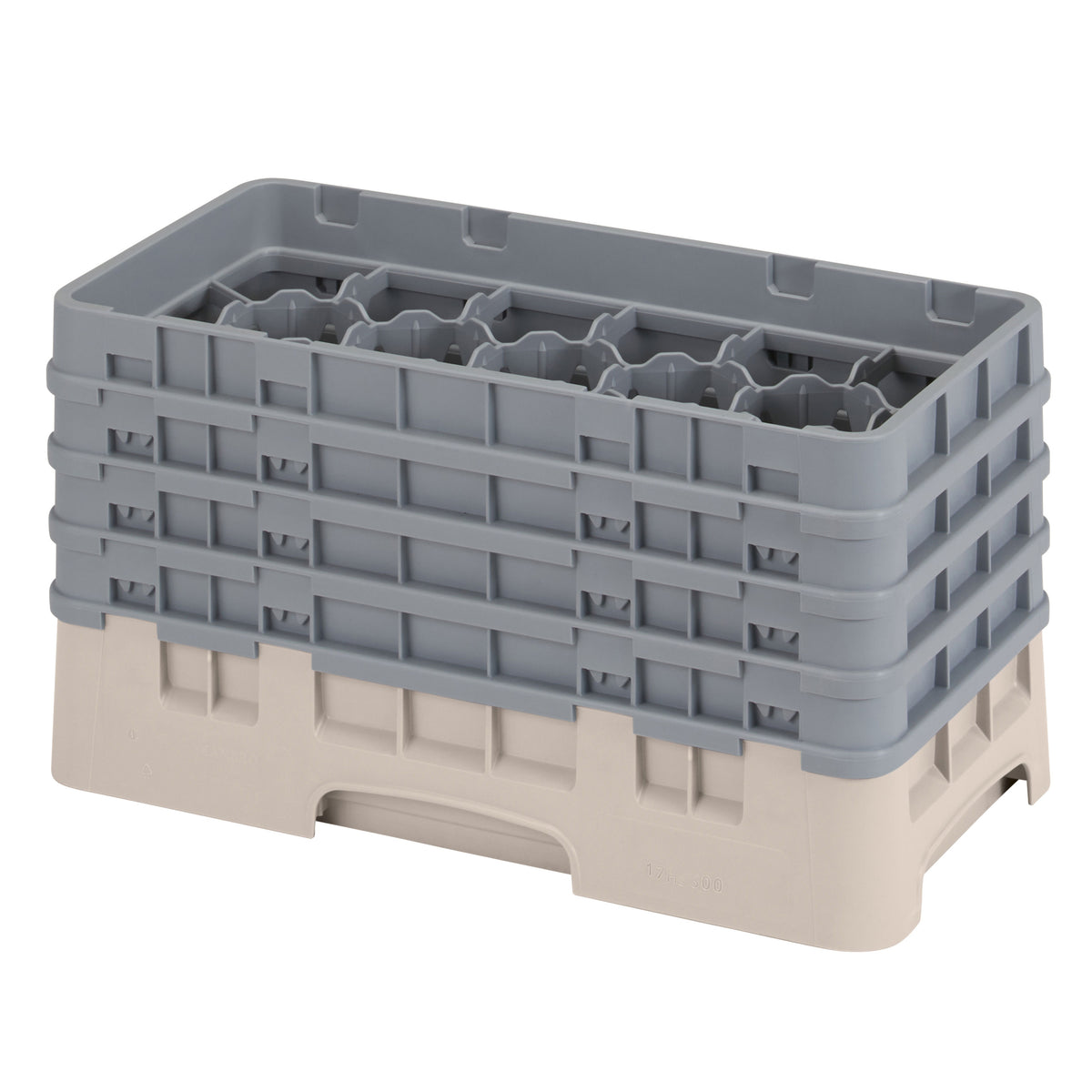 Cambro 17HS800184 Camrack Glass Rack, Half Size, Beige, 17 Compartments, 2-7/8" Max Dia, 8-1/2" Max Height — Case of 2 pieces