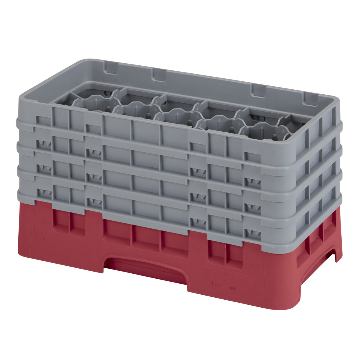 Cambro 17HS800416 Camrack Glass Rack, Half Size, 10x19.75x10.5, 17 Compartments, Cranberry Red, HACCP — Case of 2 pieces