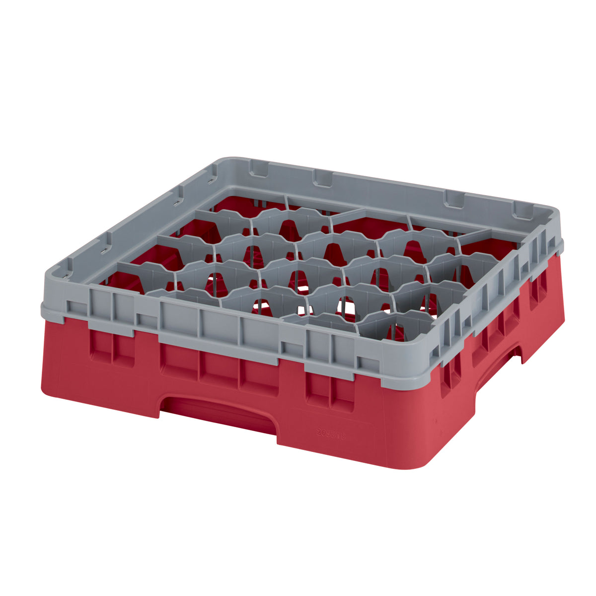 Cambro 20S318416 Camrack Glass Rack, Cranberry, 20 Compartments, 19-3/4" x 19-3/4", Soft Gray Extender — Case of 5 pieces