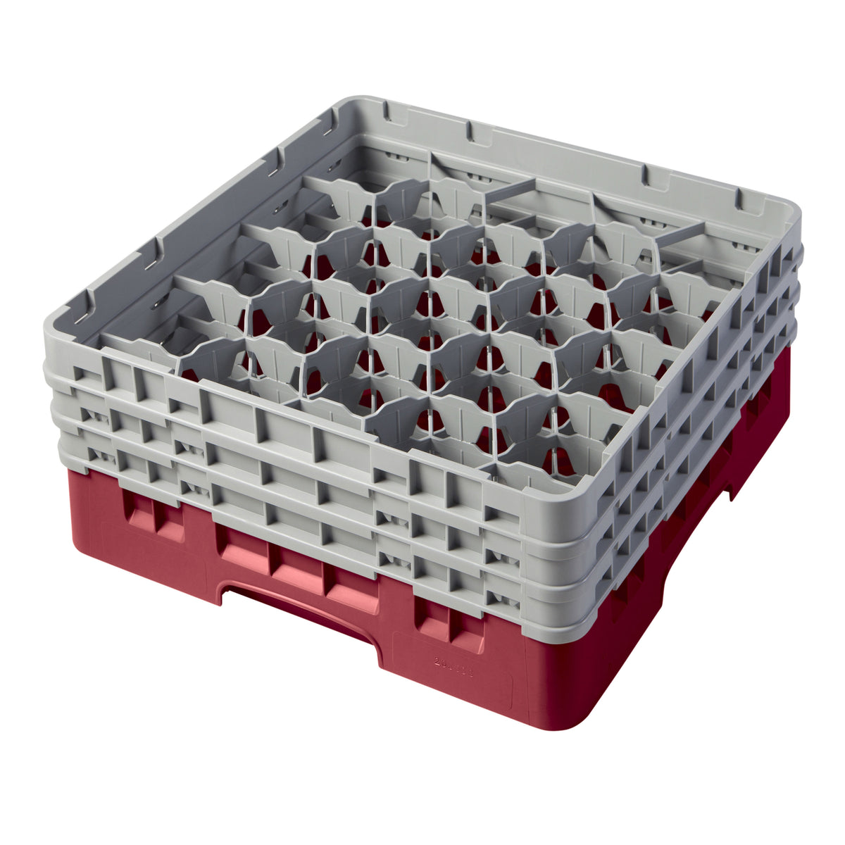 Cambro 20S638416 Camrack Glass Rack, Full Size, 19-3/4 x 19-3/4, 20 Compartments, Cranberry Red, HACCP Compliant — Case of 3 pieces