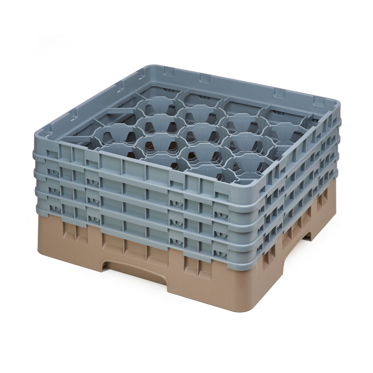 Cambro 20S800184 Camrack Glass Rack, Full Size, 19-3/4 x 19-3/4, 20 Compartments, Beige, HACCP — Case of 2 pieces