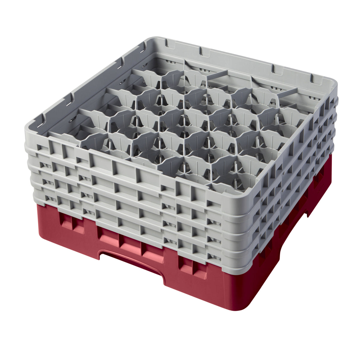 Cambro 20S800416 Camrack Glass Rack, 20 Compartments, Full Size, 19-3/4" x 19-3/4", Cranberry Red, HACCP Compliant — Case of 2 pieces
