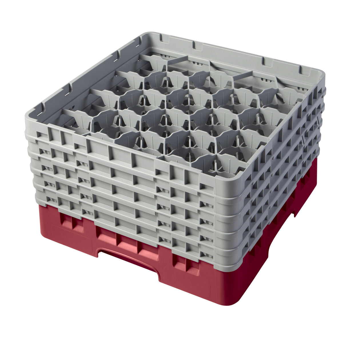 Cambro 20S958416 Camrack Glass Rack, Full Size, 20 Compartments, Cranberry Red, 19-3/4" x 19-3/4", HACCP Compliant — Case of 2 pieces