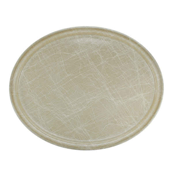 Cambro 2500214 Camtray Oval Tray, 19-1/4" x 24" Fiberglass, Tan, Dishwasher Safe, NSF — Case of 6 pieces