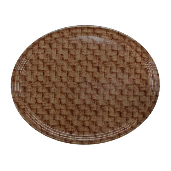Cambro 2500301 Oval Tray, 19-1/4" x 24" Fiberglass, Wood Design Dark Basketweave, NSF — Case of 6 pieces