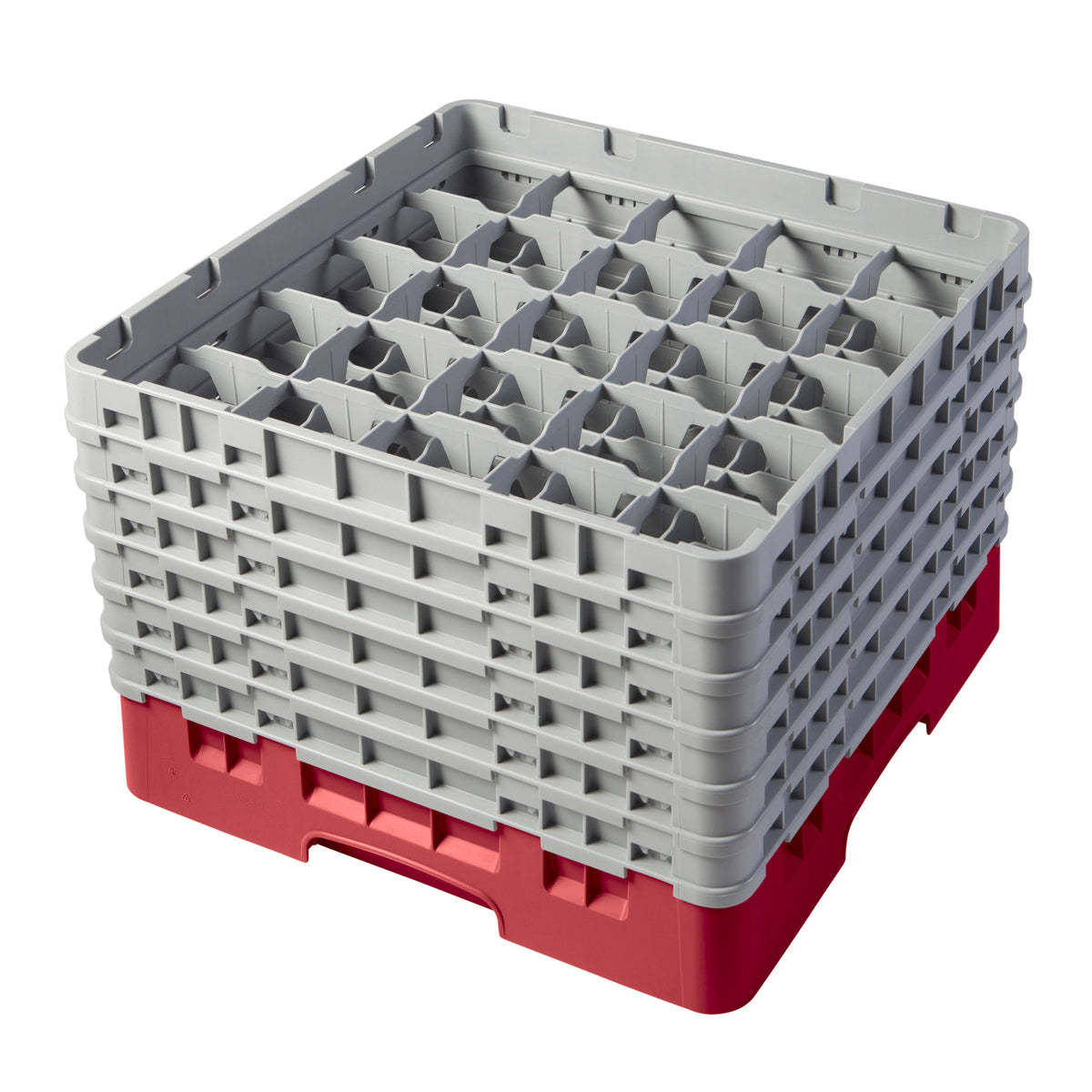 Cambro 25S1114163 Camrack Glass Rack, Red, Full Size, 19-3/4" x 19-3/4", 25 Compartments, 11-3/4" Height — Case of 2 pieces