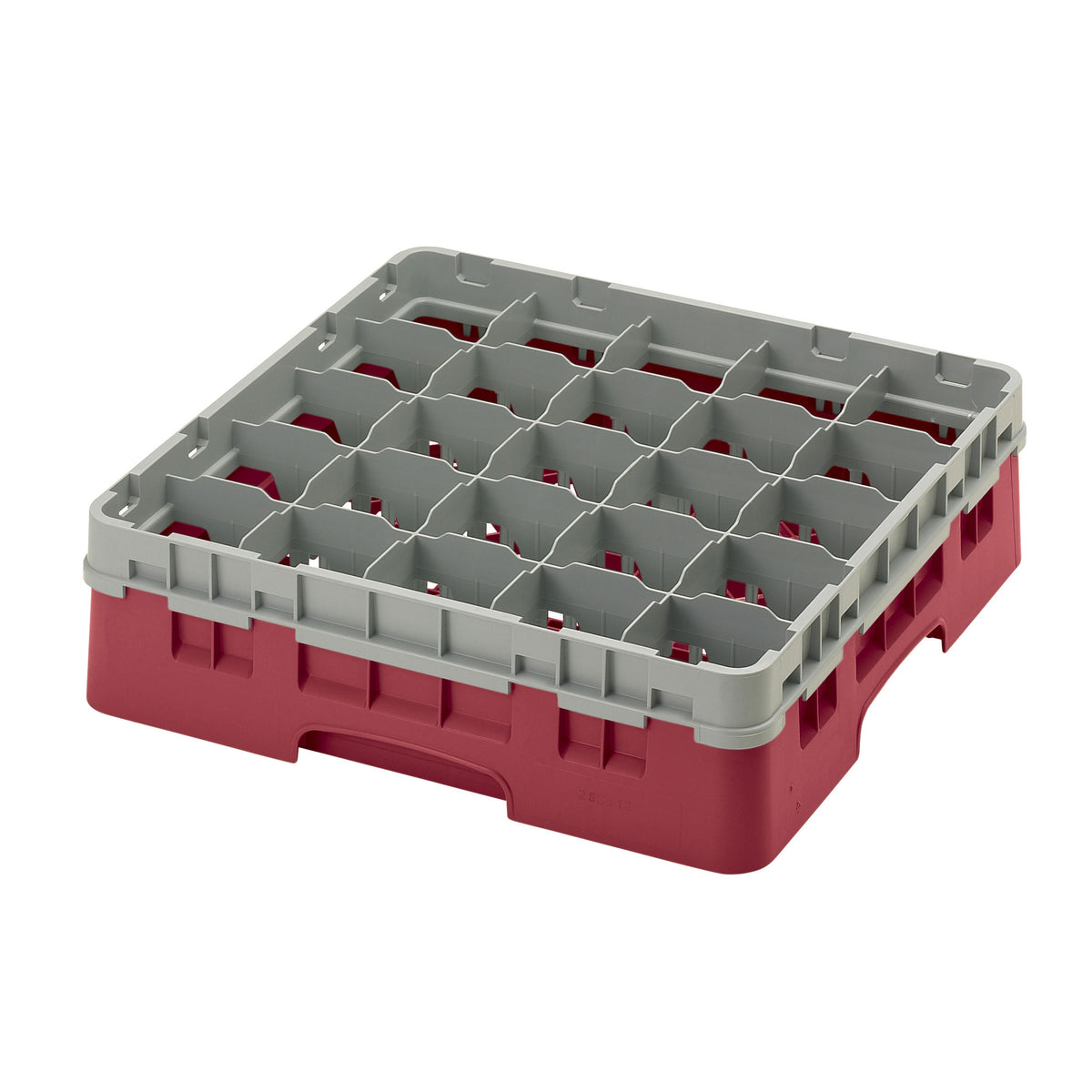 Cambro 25S418416 Camrack Glass Rack, Full Size, Cranberry, 25 Compartments, 19-3/4 x 19-3/4, Soft Gray Extender — Case of 5 pieces