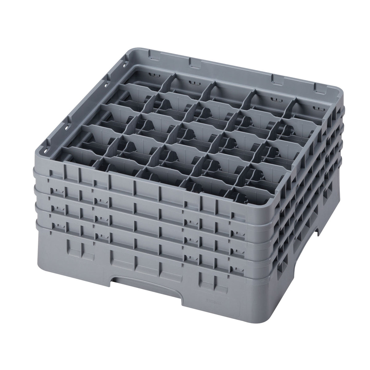 Cambro 25S800151 Camrack Glass Rack, Full Size, Soft Gray, 19-3/4 x 19-3/4, 25 Compartments, 3-7/16 Max Dia, 8-1/2 Max Height — Case of 2 pieces