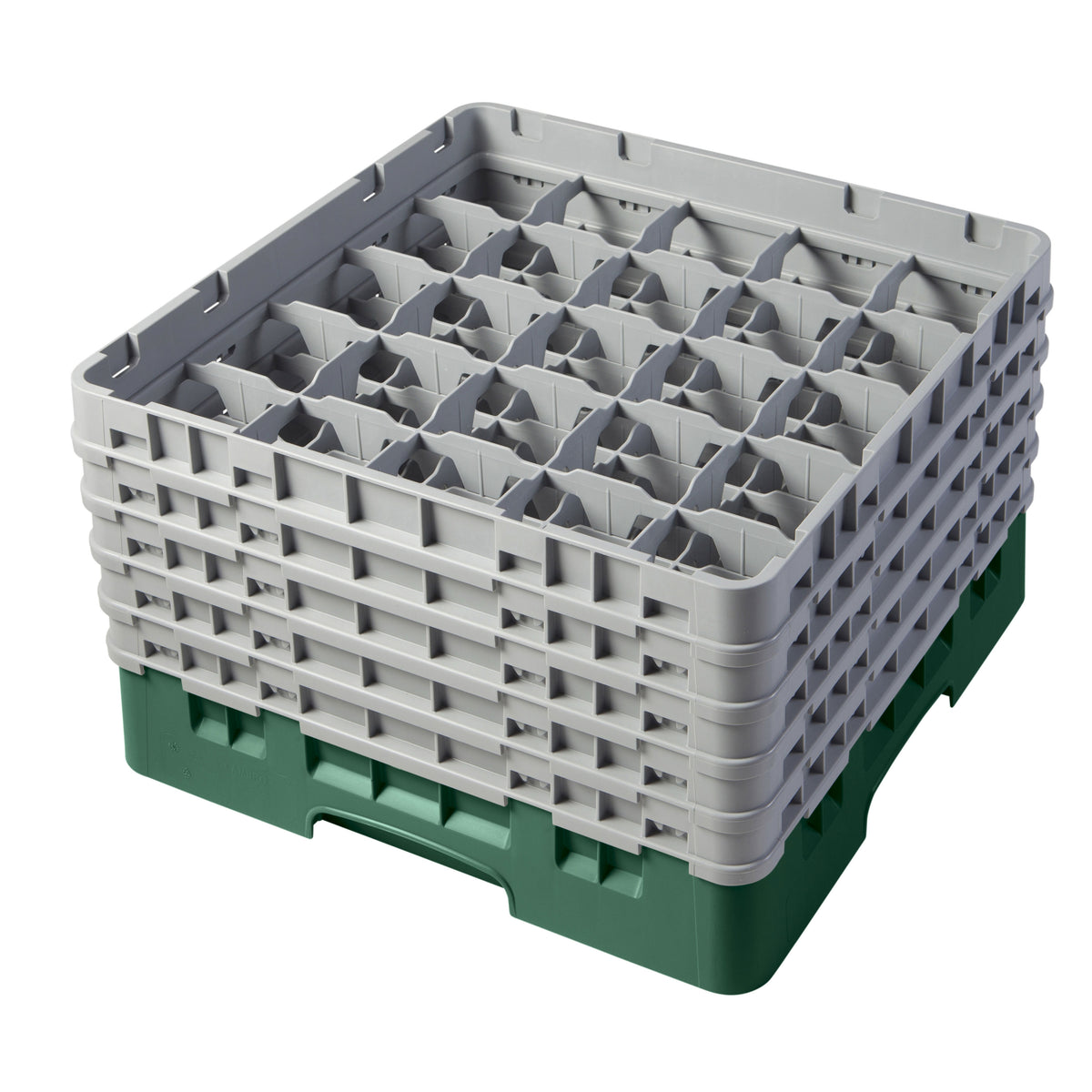 Cambro 25S958119 Camrack Glass Rack, Sherwood Green, Full Size, 19-3/4" x 19-3/4", 25 Compartments — Case of 2 pieces