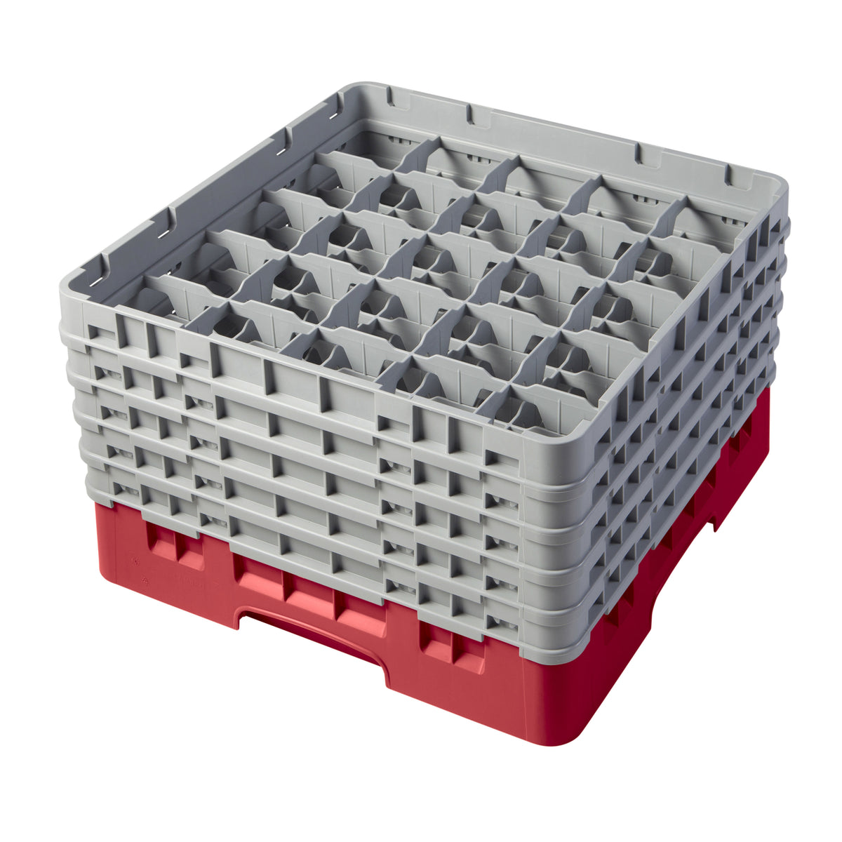 Cambro 25S958163 Camrack Glass Rack, Red, Full Size, 19-3/4 x 19-3/4, 25 Compartments — Case of 2 pieces