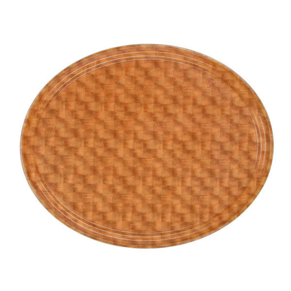 Cambro 2700302 Oval Camtray Tray - 22" x 26-7/8" Fiberglass, Wood Design, NSF, Dishwasher Safe — Case of 6 pieces