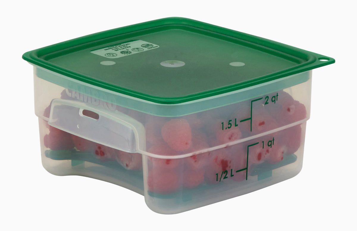 Cambro 2SFSPROPP190 CamSquare FreshPro 2-qt Container, 7.5" x 7.5" x 3.9", Green PP, NSF, No Lid — Case of 6 pieces