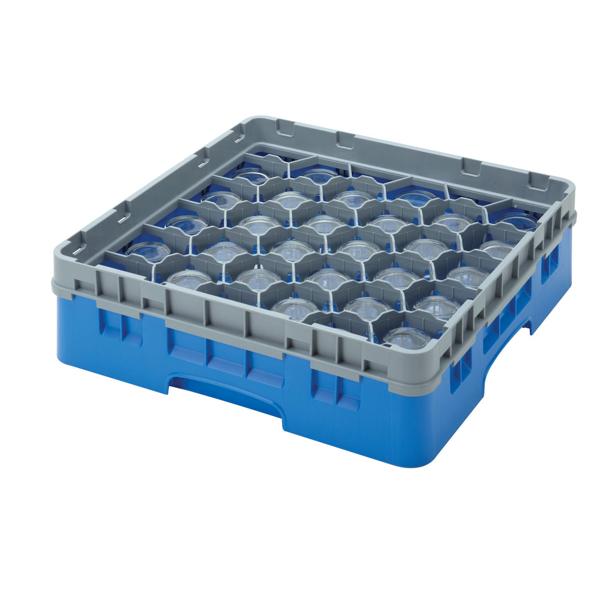 Cambro 30S318168 Camrack Glass Rack, Blue, Full Size, 19-3/4 x 19-3/4, 30 Compartments, 3-1/8 Max Dia, HACCP — Case of 5 pieces