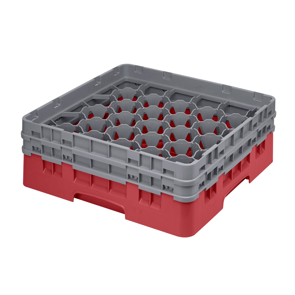 Cambro 30S434163 Camrack Glass Rack, Red, Full Size, 19-3/4" x 19-3/4", 30 Compartments, 3-1/8" Max Dia, HACCP — Case of 4 pieces