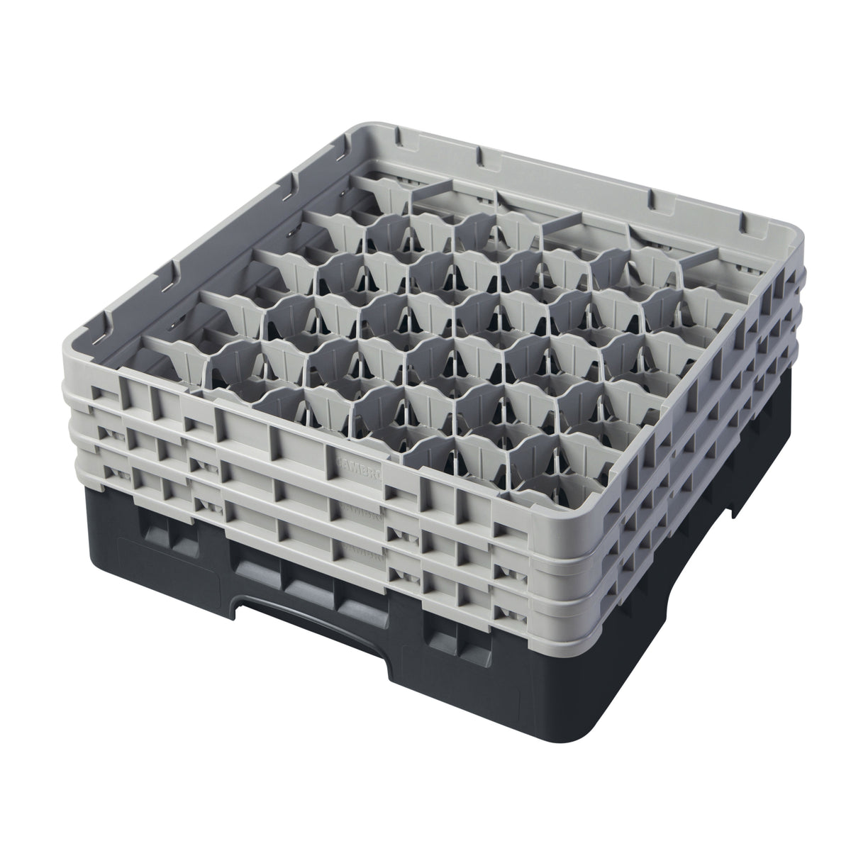 Cambro 30S638110 Camrack Glass Rack, Black, Full Size, 19-3/4 x 19-3/4, 30 Compartments, 3-1/8 Max Dia, HACCP — Case of 3 pieces