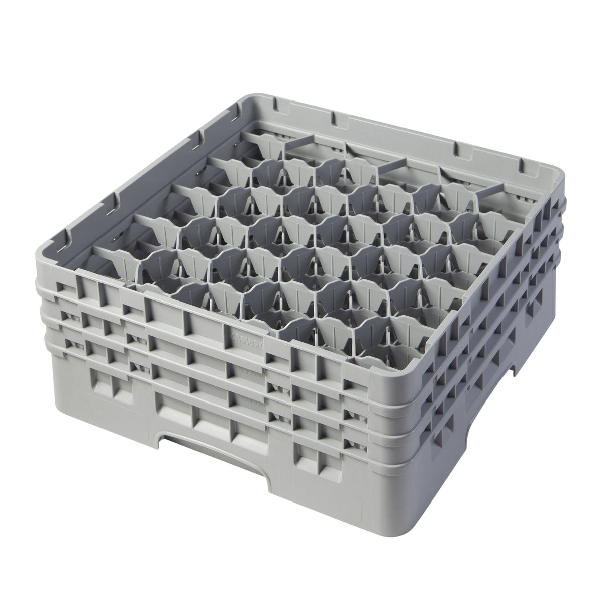 Cambro 30S638151 Camrack Glass Rack, Soft Gray, Full Size, 19-3/4" x 19-3/4", 30 Compartments, 3-1/8" Max Dia — Case of 3 pieces