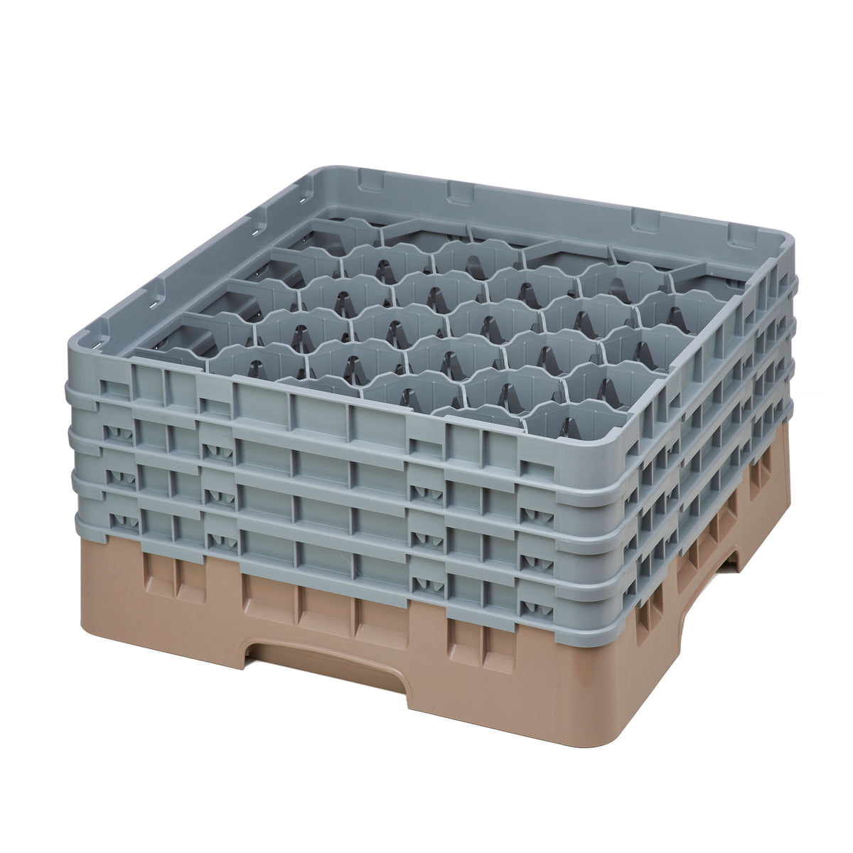 Cambro 30S800184 Camrack Glass Rack, Full Size, Beige, 19-3/4" x 19-3/4", 30 Compartments, 3-1/8" Max Dia — Case of 2 pieces