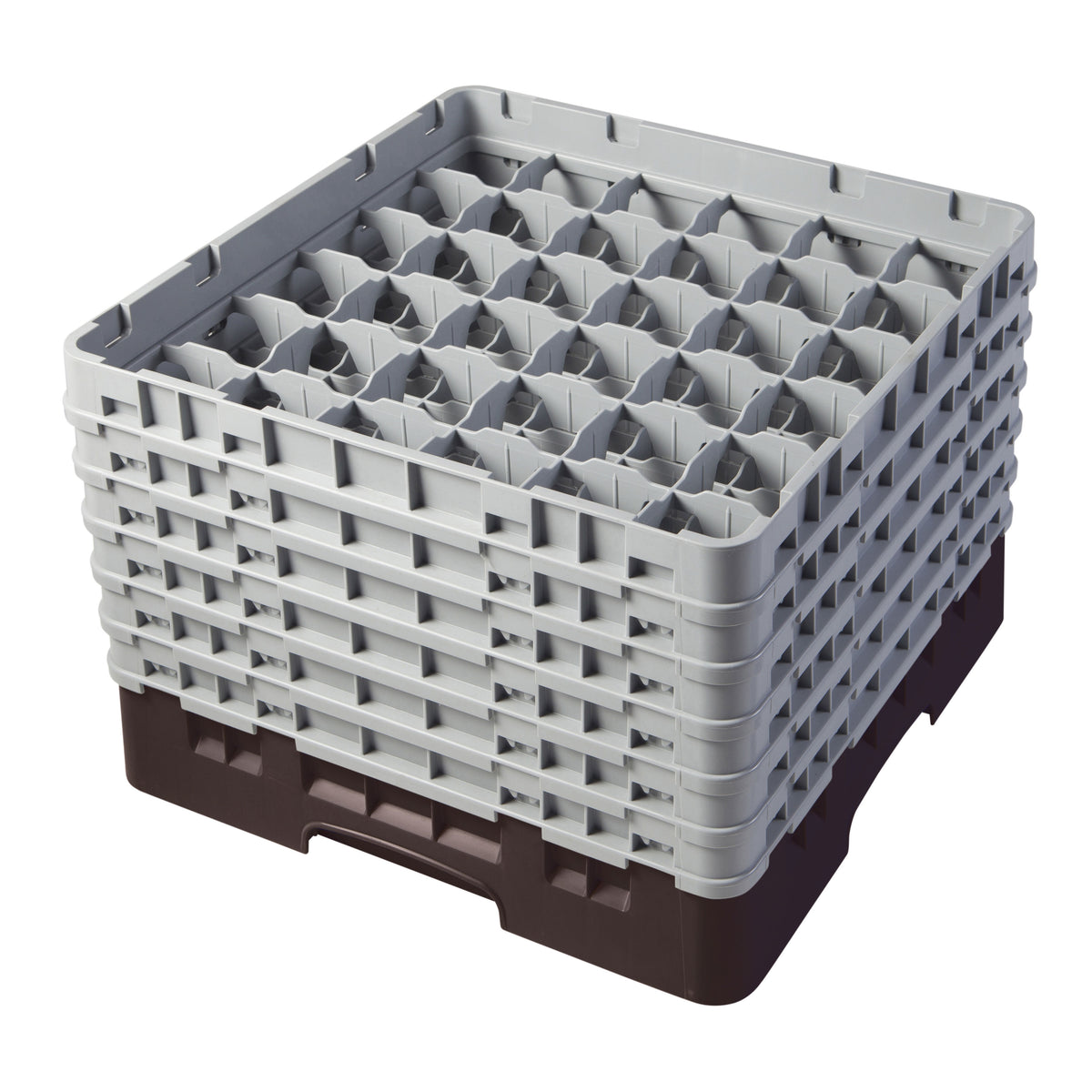 Cambro 36S1114167 Camrack Glass Rack, Full Size, 19-3/4 x 19-3/4, 36 Compartments, Brown, HACCP Compliant — Case of 2 pieces