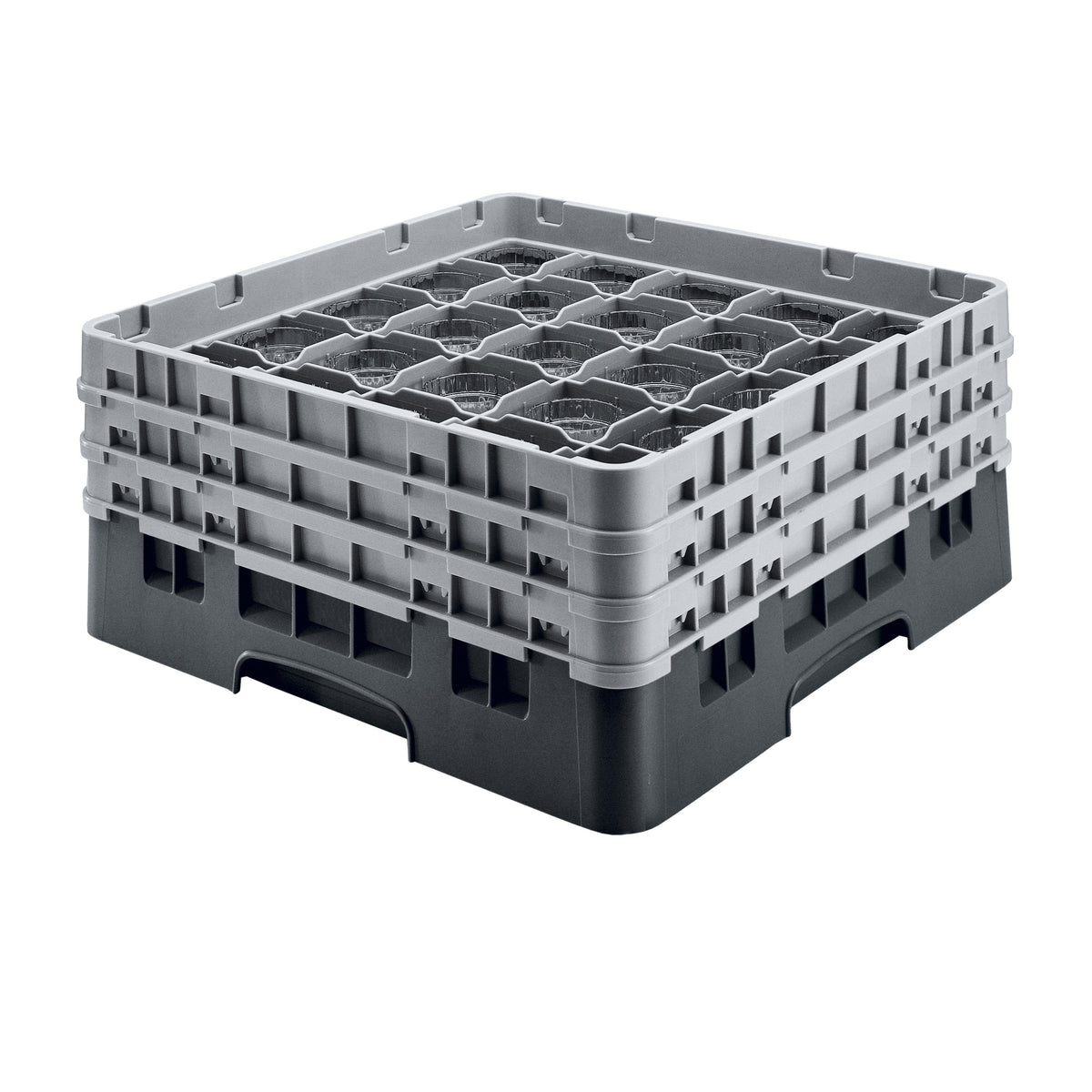 Cambro 36S534110 Camrack Glass Rack, Full Size, Black, 19-3/4 x 19-3/4, 36 Compartments, 2-7/8 Max Dia, 6-1/8 Max Height — Case of 4 pieces