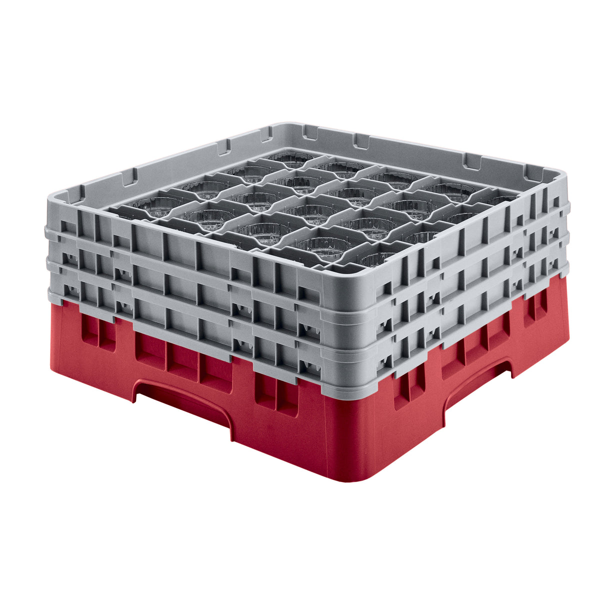 Cambro 36S534163 Camrack Glass Rack, Red, Full Size, 19-3/4 x 19-3/4, 36 Compartments — Case of 4 pieces
