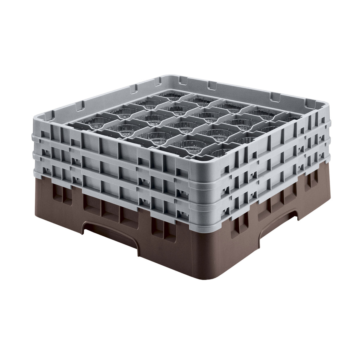 Cambro 36S534167 Camrack Glass Rack, Full Size, Brown, 19-3/4" x 19-3/4", 36 Compartments, 2-7/8" Max Dia, HACCP — Case of 4 pieces