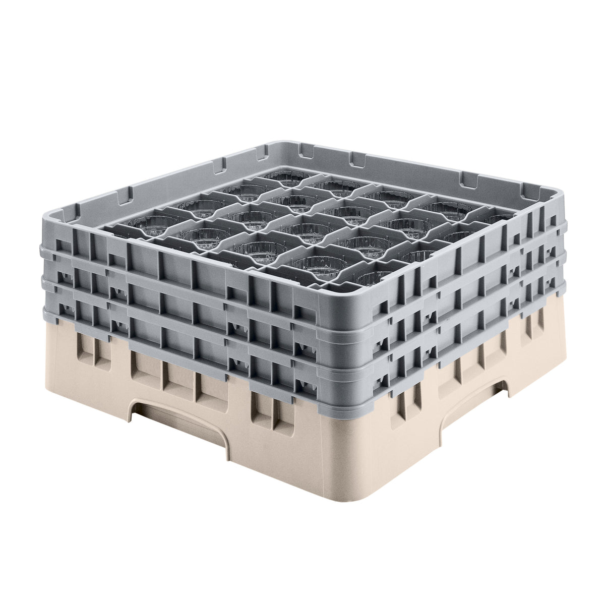 Cambro 36S534184 Camrack Glass Rack, Full Size, Beige, 19-3/4" x 19-3/4", 36 Compartments, 2-7/8" Max Dia — Case of 4 pieces