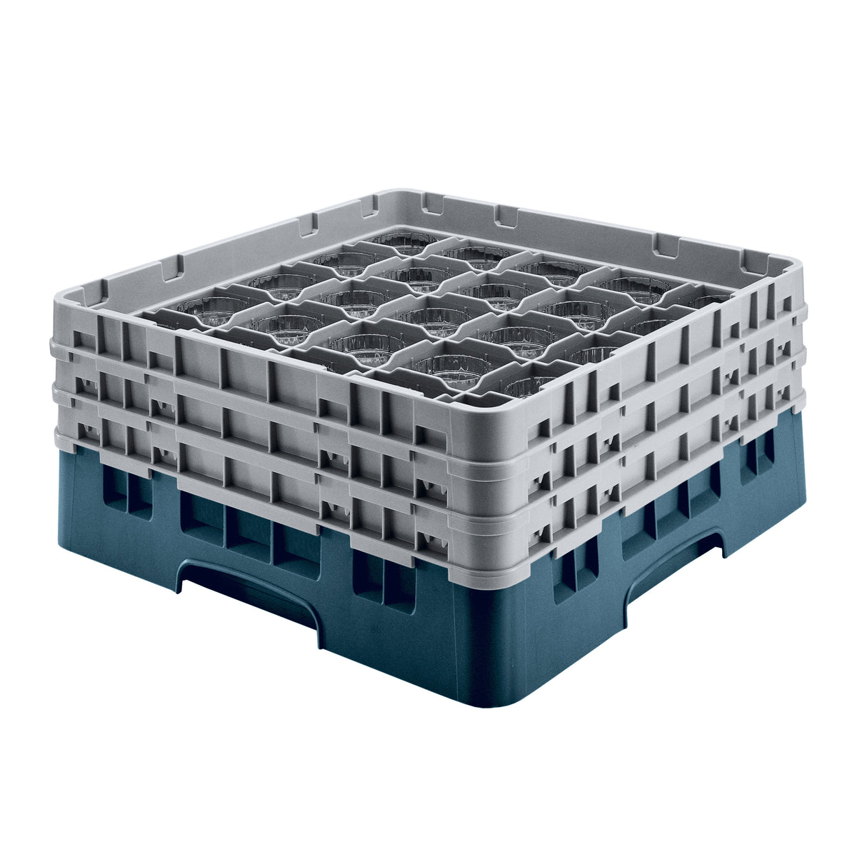 Cambro 36S534414 Camrack Glass Rack, Teal, Full Size, 19-3/4 x 19-3/4, 36 Compartments, 2-7/8 Max Dia, 6-1/8 Max Height — Case of 4 pieces