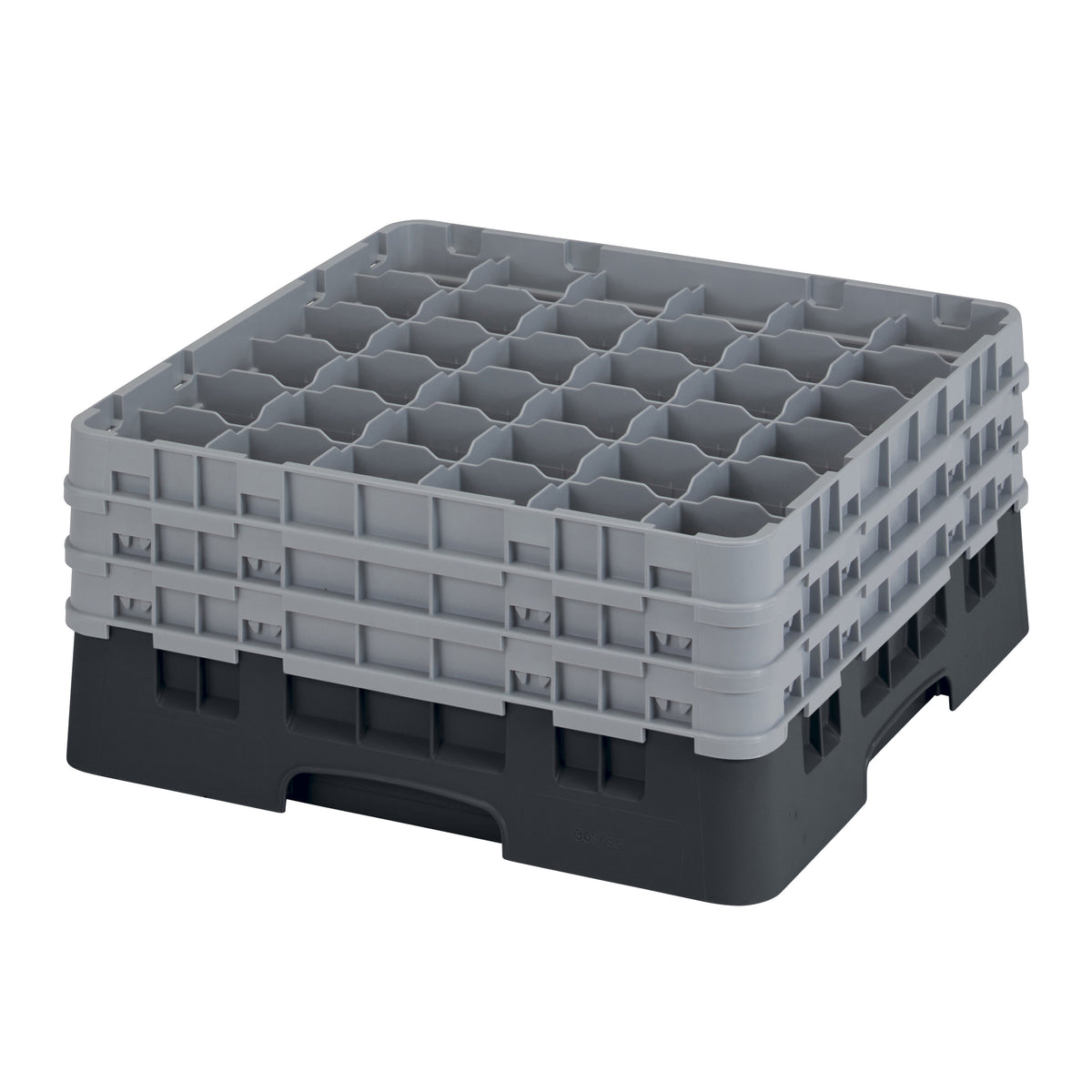 Cambro 36S738110 Camrack Glass Rack, Full Size, Black, 19-3/4 x 19-3/4, 36 Compartments, 2-7/8 Max Dia, HACCP — Case of 3 pieces