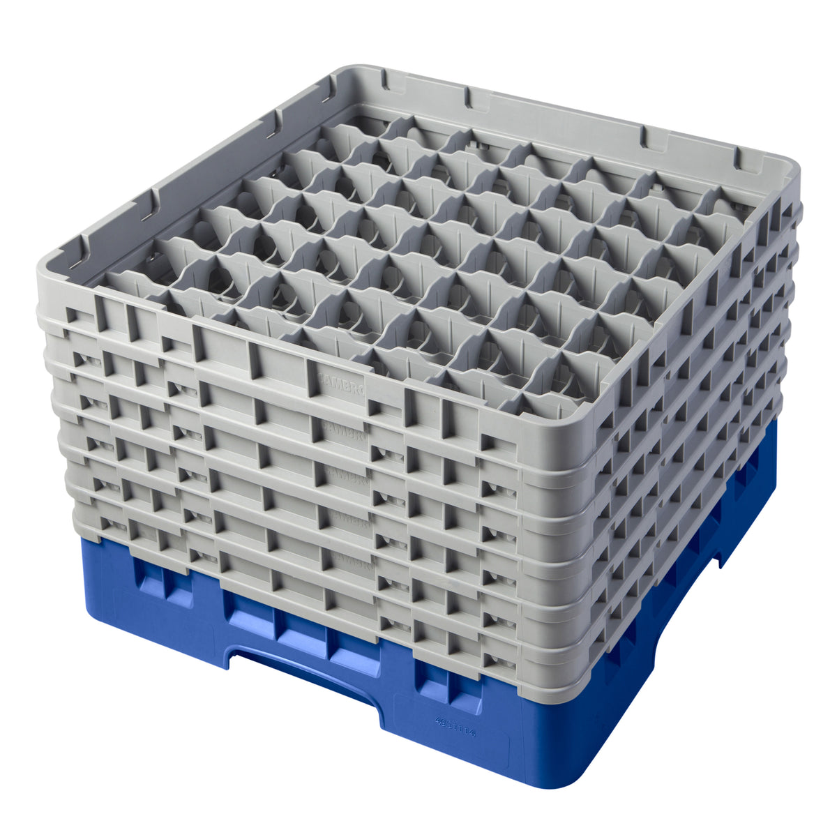 Cambro 49S1114168 Camrack Glass Rack, Full Size, Blue, 19-3/4 x 19-3/4, 49 Compartments, 2-7/16 Max Dia, 11-3/4 Max Height — Case of 2 pieces